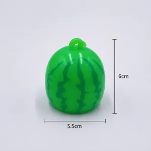 Creative green watermelon squeeze toy for stress relief, size 6cm height and 5.5cm width.