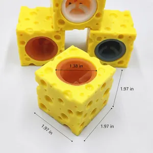 Jouet à presser créatif en forme de fromage et souris jaune pour soulager le stress de 5cm