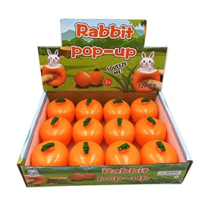 Pack de 12 jouets sensoriels lapin pop-up en carotte orange pour la décompression