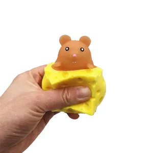 Jouet anti-stress souris et fromage, adorable squishy souple pour se détendre et s'amuser