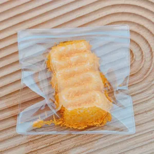 Detail of realistic imitation bread crumbs for DIY squishy toys in a transparent bag