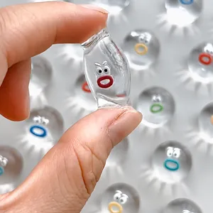 Macro view of transparent mini squishy toy showing soft texture