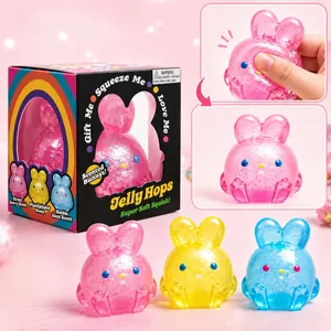 Dessin Animé Lapin Squishy Anti Stress Jelly Hops Parfumé Paillettes Lapin Moelleux Slow Rising Jouet à Presser pour Enfants Adultes