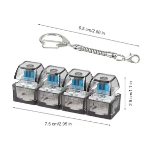 Detailed size view of the 4-key mechanical keyboard switch tester decompression keychain