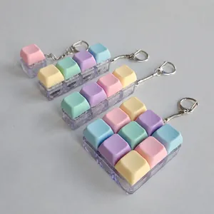 Mechanical Keyboard Switch Fidget Keychain Macaron Keycap Stress Relief Toy For Kids Adults Hand Finger Pressure Toy Office Decoration Gift