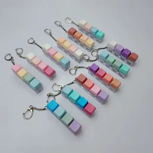 Bunte Macaron mechanische Tastenkappe Fidget Schlüsselanhänger mit 4-Tasten