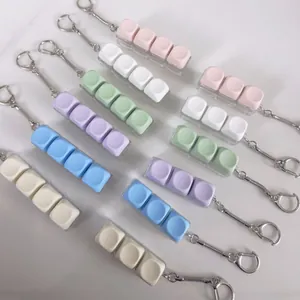 Macaron-colored mechanical keyboard switch tester keychain fidget toy with 3 and 4 keys