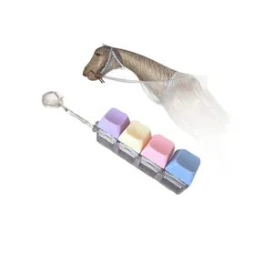Stress relief mechanical switch tester keychain with macaron colored keycaps and 4 keys