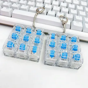 High transparency 9-key mechanical switch fidget keychain with clear keycaps