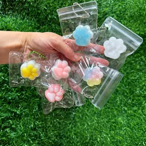 Miniature cat paw squishy decompression toy hanging charms in various vibrant colors