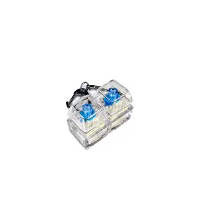 Mechanical switch fidget toy keychain with 2 transparent keys and blue switches