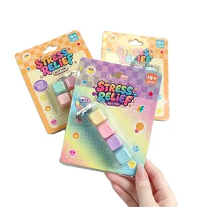 Colorful macaron fidget stress relief button toy keychain with cool LED glow lights
