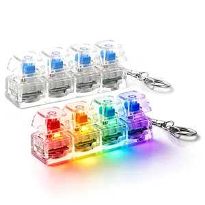 Llavero probador de interruptores de teclado mecánico de 4 teclas con luz LED RGB