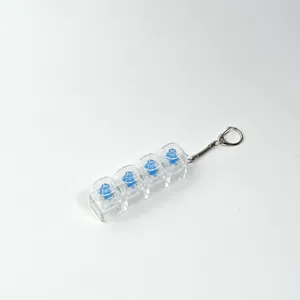 4-key mechanical keyboard switch tester keychain fidget toy with clear acrylic base