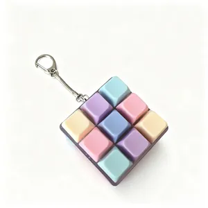 Detailed view of 9-key colorful mechanical keyboard fidget button keychain toy accessory