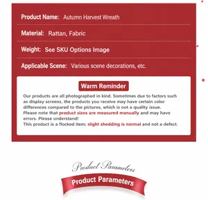 Detail specifications and material info for Autumn Harvest Sunflower Wreath
