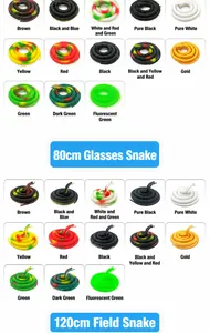Multiple color variants of realistic 80cm and 130cm cobra toy snakes for pranks
