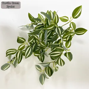 Ρεαλιστικό τεχνητό κρεμαστό φυτό Tradescantia με πράσινα και ασημί φύλλα διακόσμησης