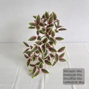Λεπτομερής προβολή τεχνητού κλήματος Tradescantia ροζ-πράσινο, συνολικό μήκος 45 cm