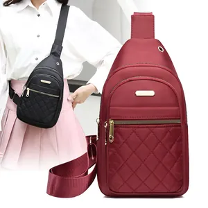 Stylish quilted nylon chest bag for women, versatile crossbody sling bag for travel.