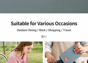 Detail van een blauwe geïsoleerde lunchtas met grote capaciteit voor bento-lunchboxen