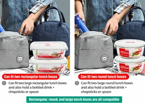 Detail van de grote capaciteit van de geïsoleerde lunchtas voor diverse lunchtrommels.