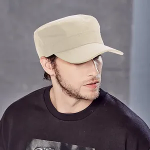 Premium beige military cadet cap for men and women stylish outdoor sun protection hat