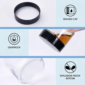 Detailed views of 10ml glass cream jar highlighting leakproof sealing and durable base design