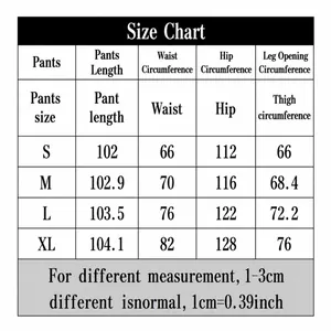 Detailed size chart for loose casual plaid pants including waist and hip measurements