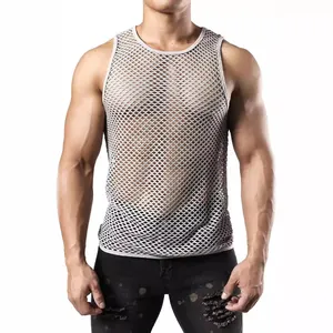 Stilvolles Herren-Mesh-Strick-Unterhemd mit lässigem Rundhalsausschnitt für den Sommer