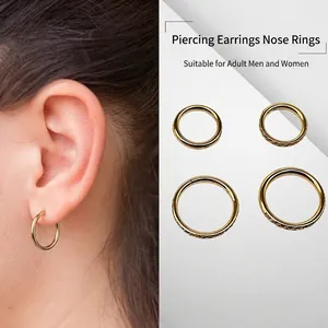 Anneaux de piercing sans couture en titane G23 avec zircon pour nez et oreilles.