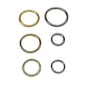 Sélection d'anneaux de piercing en titane G23 avec des pierres CZ pour le nez et l'oreille