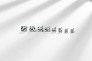 Selection of S925 sterling silver zircon stud earrings in various sizes for women