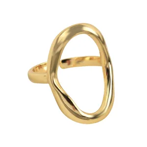 Minimalistischer vergoldeter unregelmäßiger hohler geometrischer offener Ring Damen