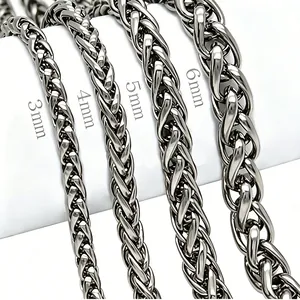 Minimalist Stainless Steel Wheat Chain Necklace For Men Women Unisex Spiga Woven Link Chain Silver Color Fashion Jewelry Accessory
