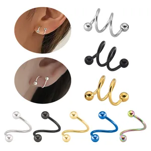 Ensemble de bijoux de piercing en acier inoxydable en forme de S, couleurs variées