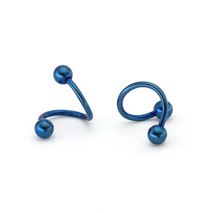 Piercing d'arcade et de lèvre en acier titane bleu en forme de S bijoux de corps spirale