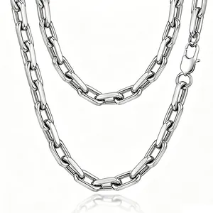 Heavy stainless steel wide link chain bracelet for men and women in polished silver