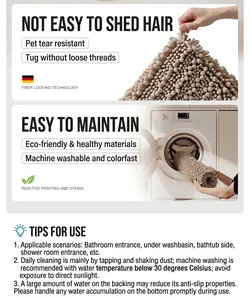Detail showing durable chenille bath mat fibers and machine washable feature