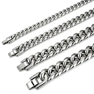 Collar de Eslabones Cubanos de Acero Inoxidable Hombre Mujer Hip Hop Cadena Pulida Espejo Joyería Streetwear Accesorio