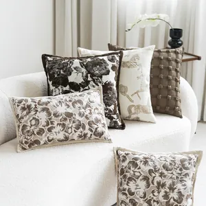 Elegant cream-colored decorative cushion covers with various floral and horse patterns