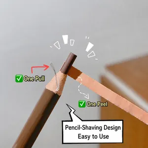Detailed close-up view showing the easy peel-off design of the 1818 pull-line eyebrow pencil