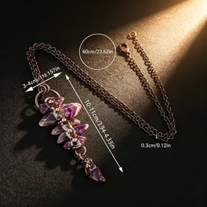 Guide des tailles détaillé pour collier avec pendentif en améthyste brute rétro en bronze