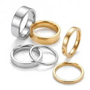 Minimalist 304 Stainless Steel Ring High Polished Mirror Plain Band For Women Men Unisex Basic Finger Ring Jewelry Band