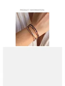 Bohemian handmade beaded bracelet set detail with material and size specifications.