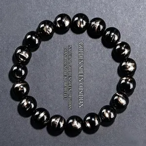 Natural Bronzite Round Bead Bracelet With Cat Eye Effect Unisex Handcrafted Polished Gemstone Stretch Bracelet Healing Jewelry