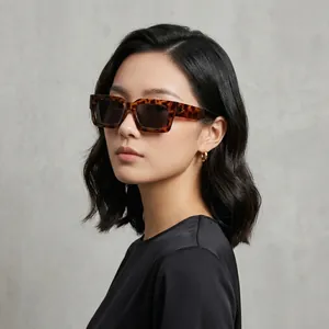 Lunettes De Soleil Carrées Rétro Protection UV400 Monture PC Verres AC Mode Vintage Pour Femmes Hommes