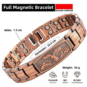 Premium antique bronze-colored zinc alloy magnetic bracelet with eagle engraving detail