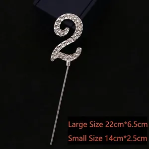 Elegant silver rhinestone number 2 cake topper pick for luxury birthday party decorations