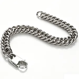 High-quality titanium steel Cuban link chain necklace with a polished silver finish